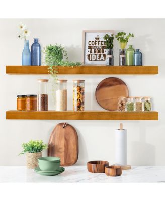 2 Pack 35" Solid Wood Floating Shelves