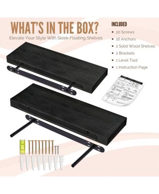 2 Pack 24" Solid Wood Floating Shelves