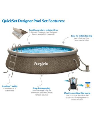 14' x 36" QuickSet Ring Top Above Ground Swimming Pool, Basketweave