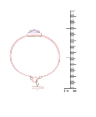 Sterling Silver 18K Rose Gold Plating with Clear Cubic Zirconia Cuff Bracelet