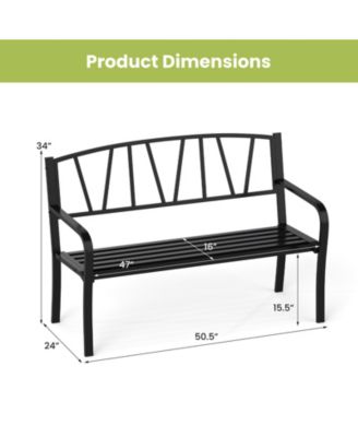 50.5'' Patio Metal Bench w/ Curved Armrests & Minimalist Backrest for Backyard