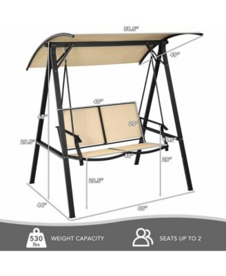 2 Person Patio Swing with Weather Resistant Glider and Adjustable Canopy