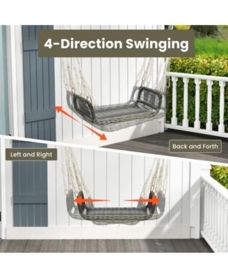 Wicker Porch Swing Seat with Cozy Armrests