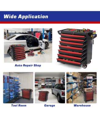7-Drawer Metal Tool Box with Wheels &amp; Lock, Rolling Garage Storage Cabinet Tool Chest