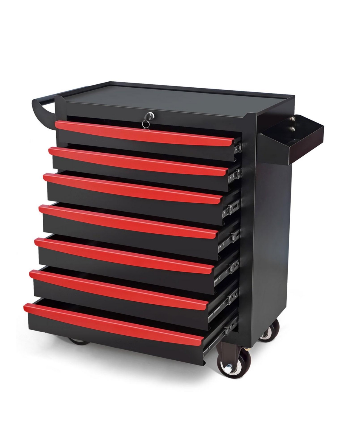 Mondawe 7-Drawer Rolling Tool Chest, Metal Tool Box with Wheels & Lock Garage Storage Cabinets - Black