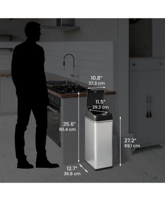 13 Gallon / 49 Liter Stainless Steel Kitchen Trash Can with Odor Filter  and AC Adapter