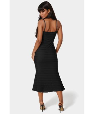 Women's Square Neck Ruffle Lace Midi Dress