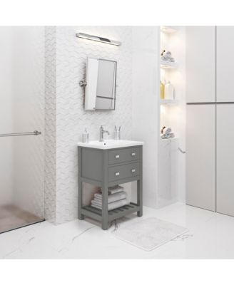 Viola 24 in. W Bath Vanity in Cashmere Grey with Ceramic Vanity Top in White with Integrated White Basin