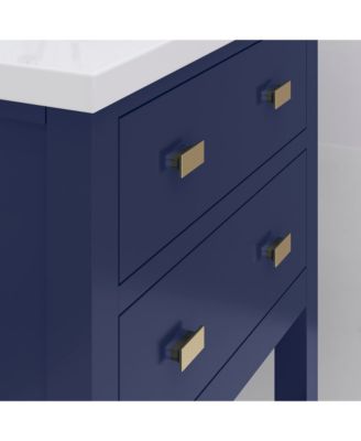 Viola 24 in. W Bath Vanity in Monarch Blue Finish with Ceramics Integrated Vanity Top with White Basin