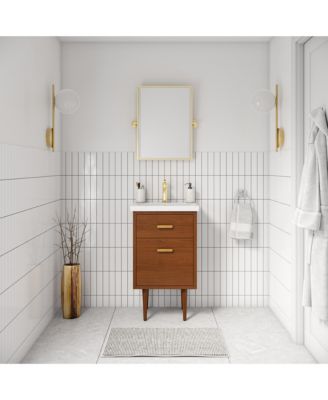 Brandy 20.5 in. W x 15.7 in. D x 34.5 in . H Bath Vanity in Honey Walnut with White Ceramic Top