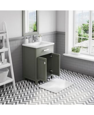 Myra 24&amp;#x22; x 18&amp;#x22; Wood Bath Vanity with White Ceramic Vanity Top and Basin