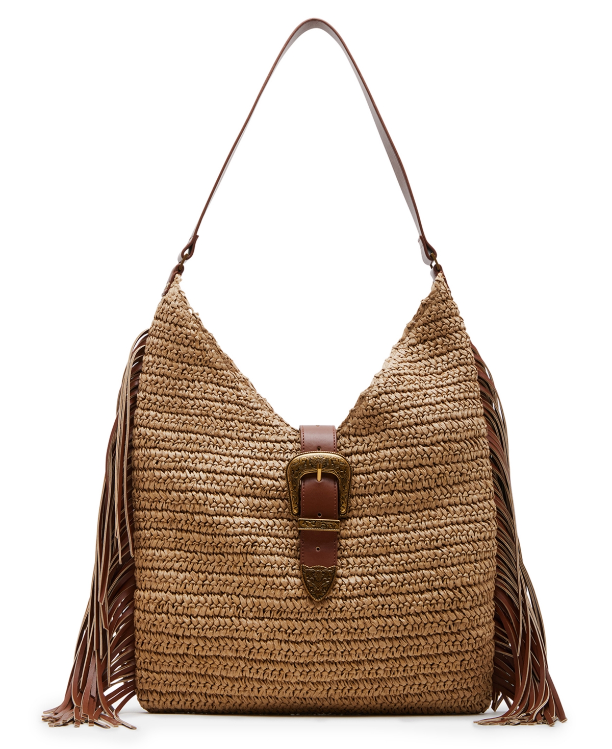 Bcoltie Straw Large Hobo Bag - Cognac