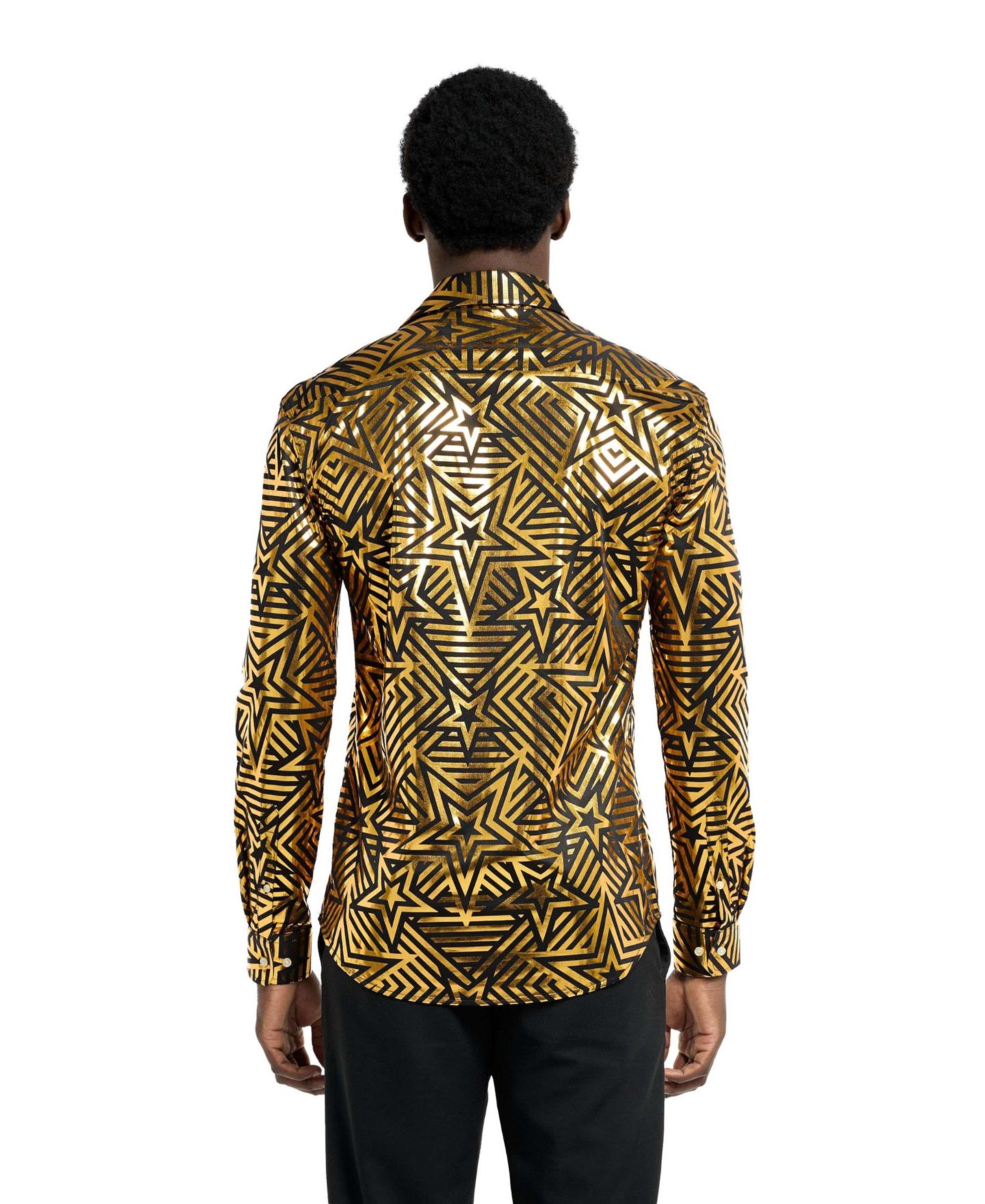 Мужские рубашки OppoSuits Big & Tall Shiny Golden Theme Party Shirts For Men, цвет: Чёрный / Золотой — фото 2
