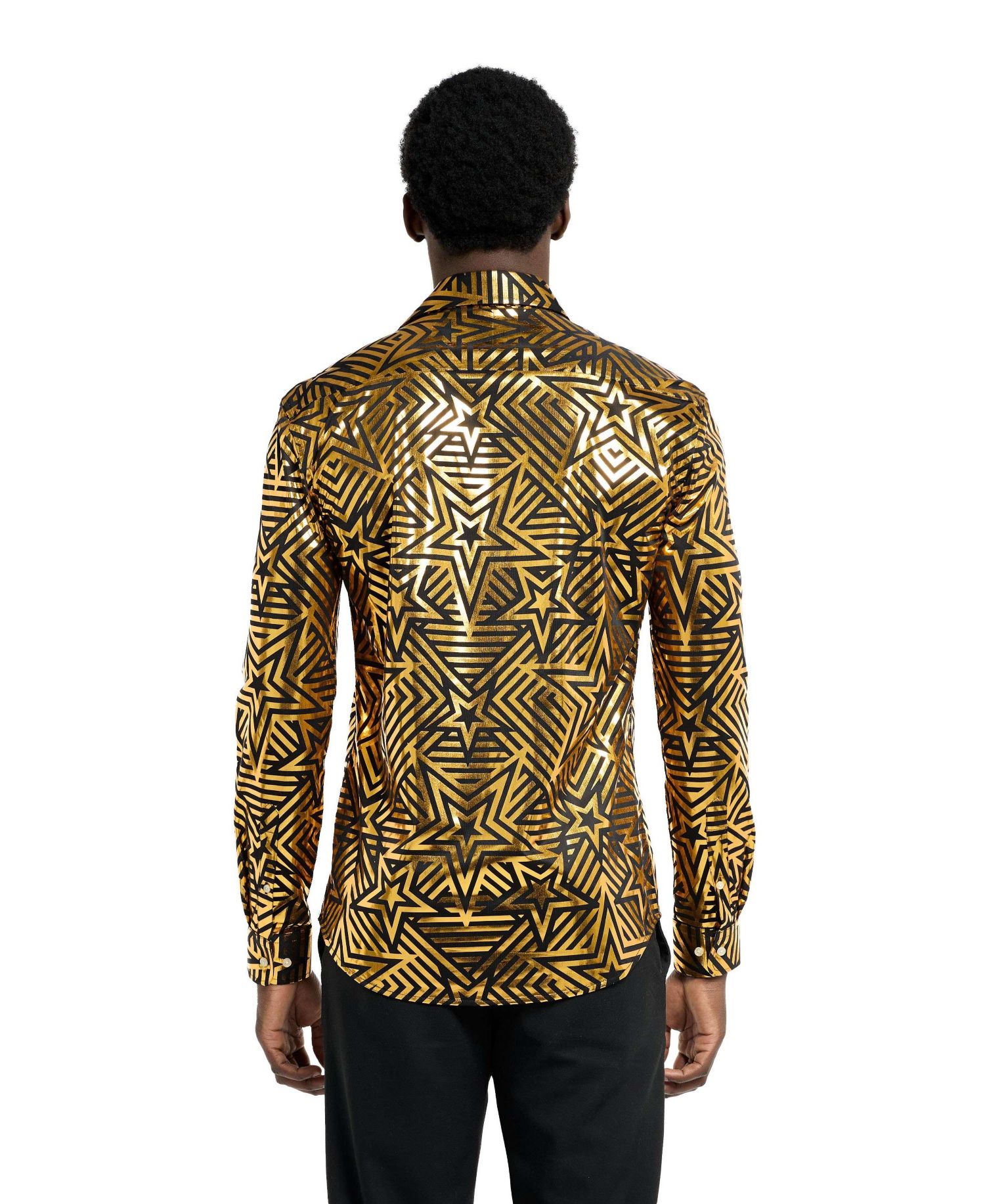Men's Shiny Golden Theme Party Shirts For Men