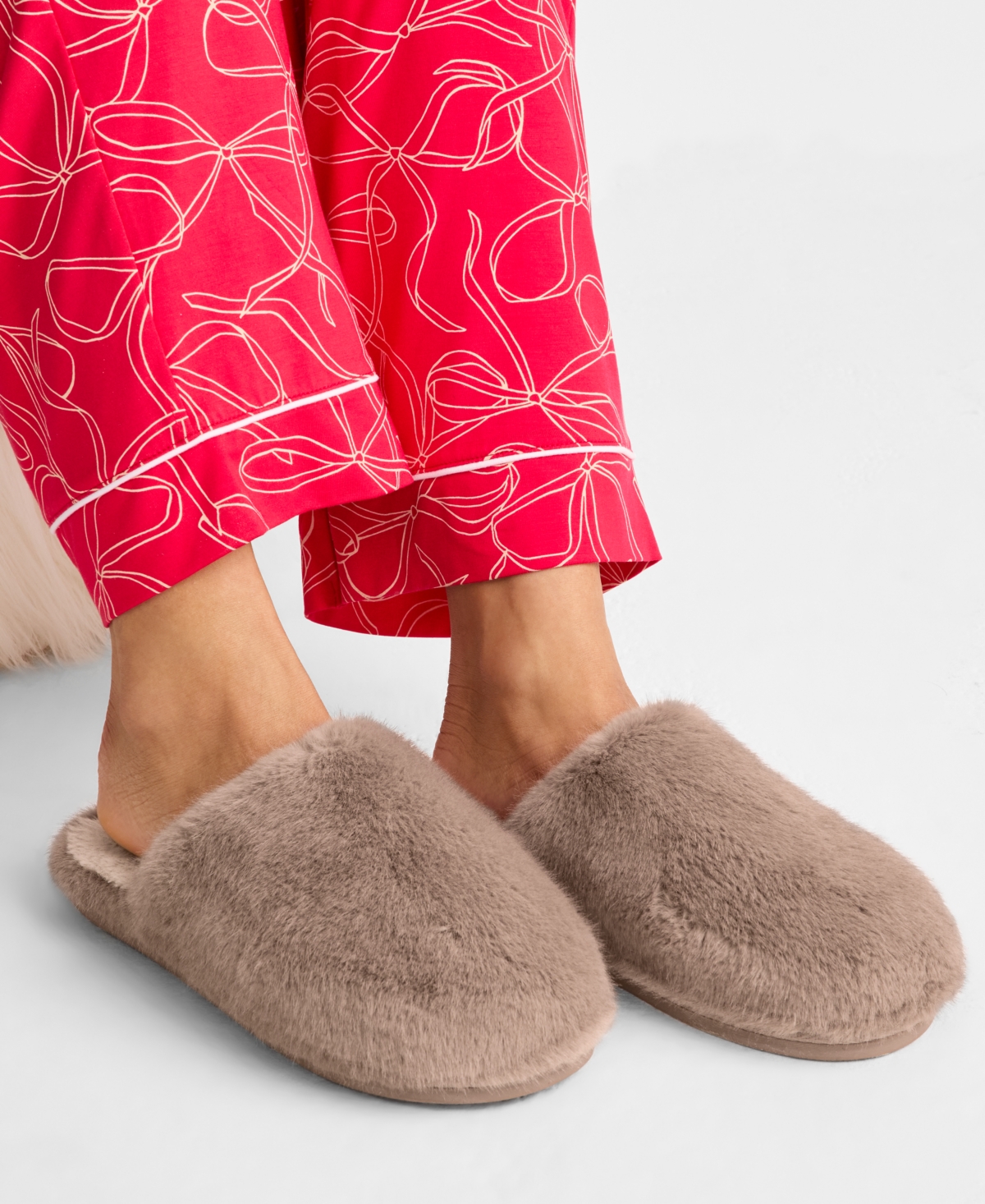 State Of Day Women's Boxed Two-tone Faux-fur Slide Slippers, Macy's Exclusive In Multi