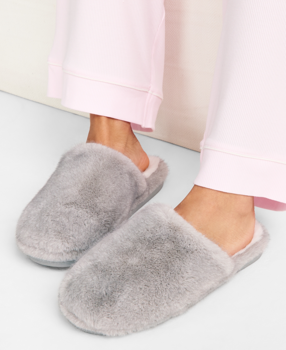 State Of Day Women's Boxed Two-tone Faux-fur Slide Slippers, Macy's Exclusive In Multi