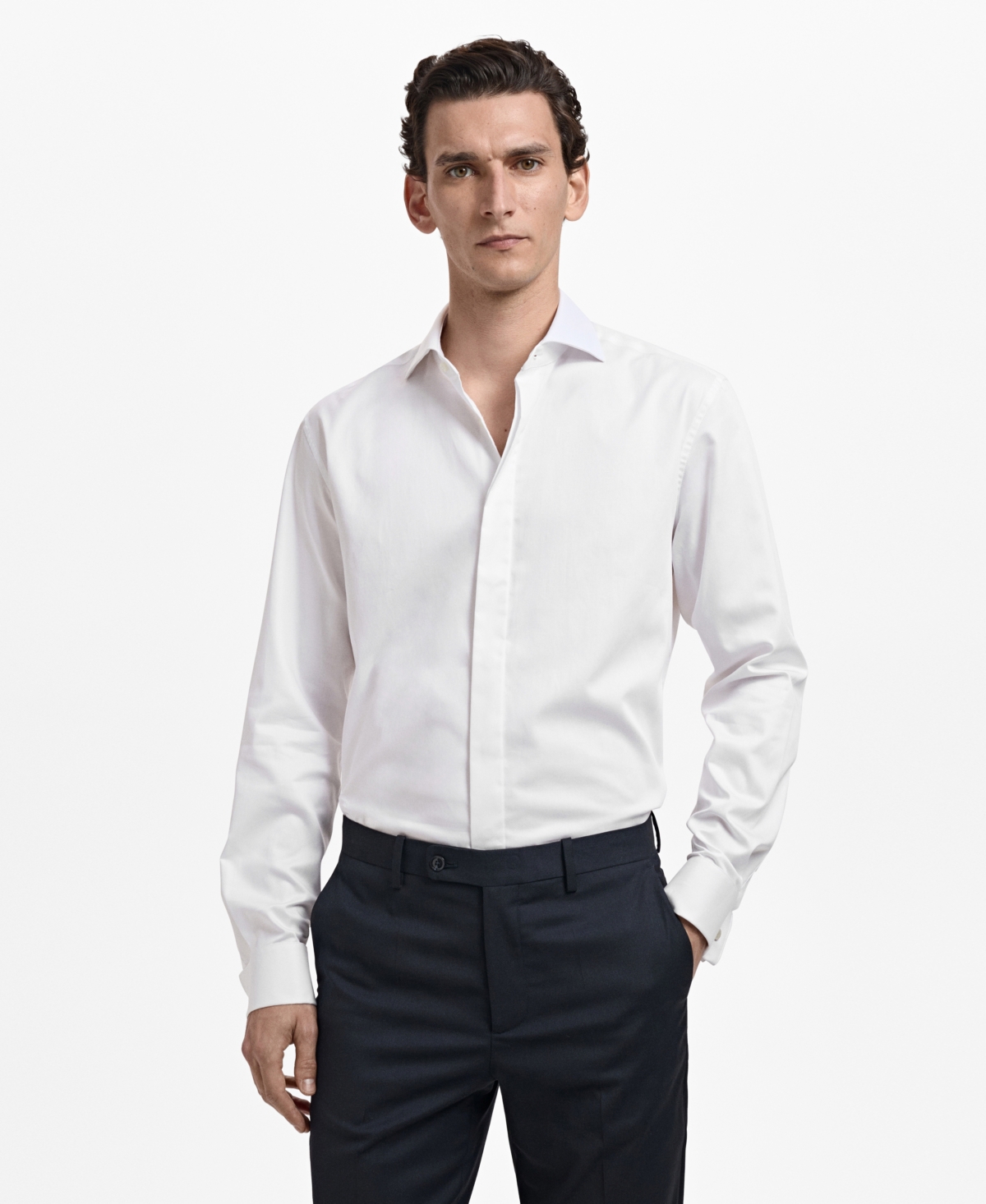 Men's Cotton Slim-Fit Shirt - White