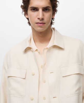 Men's Bowling-Style Linen Overshirt
