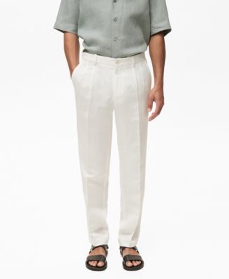 MANGO - Men's Linen-Blend Pleated Pants