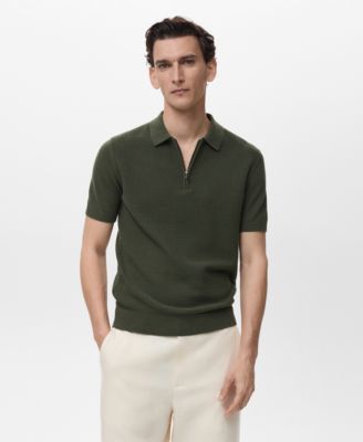 Men's Openwork Cotton Knitted Polo Shirt