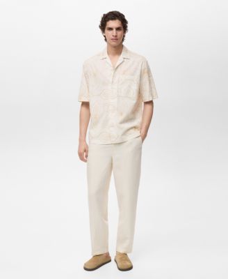 Men's Embroidered Bowling Collar Shirt