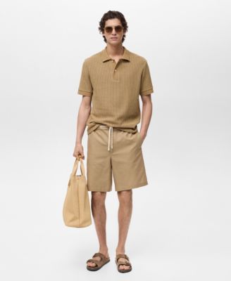 MANGO - Men's Thick Rib-Knit Polo Shirt