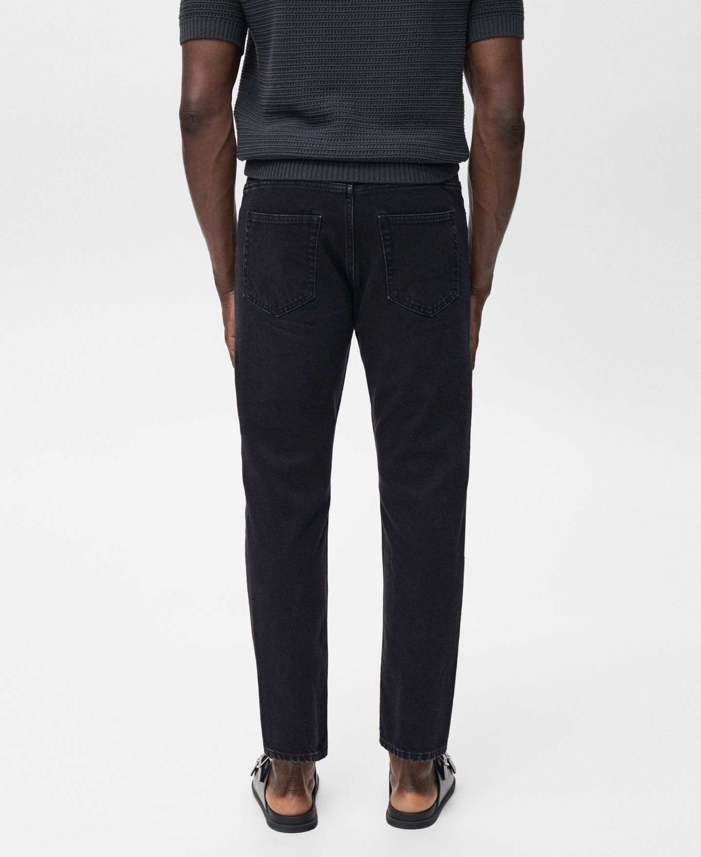 Мужские джинсы MANGO Ben Tapered Fit, цвет: Чёрный джинсовый — фото 3