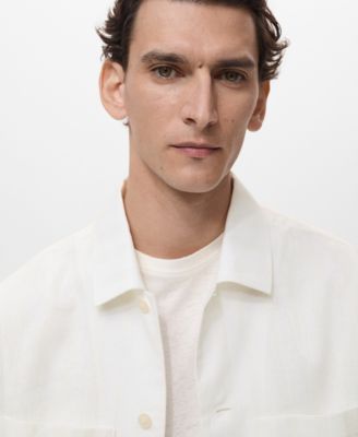 Men's Pockets Linen Overshirt