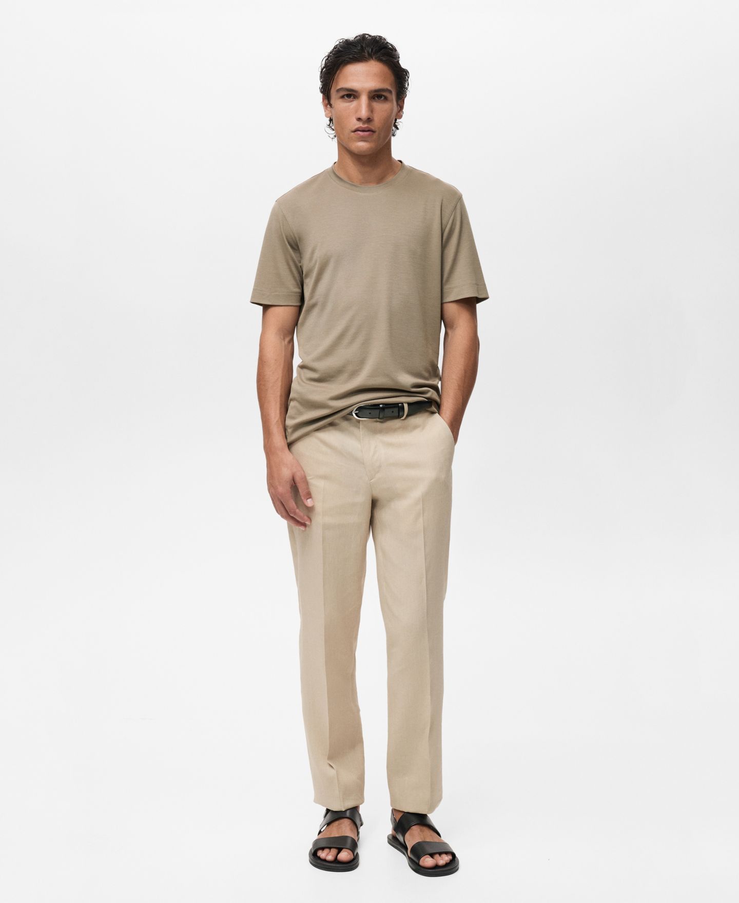 Мужская футболка Mango Short-Sleeved Lyocell, цвет: Норковый серый — фото 2