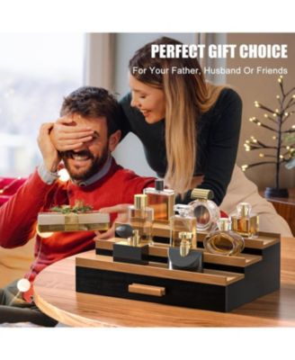 Perfume Organizer - 3-tier perfume display with drawer and hidden storage unit