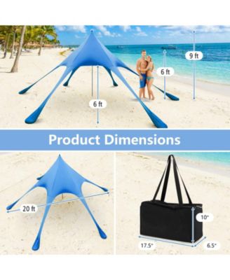20 x 20 Feet Beach Canopy Tent with UPF50+ Sun Protection and Shovel