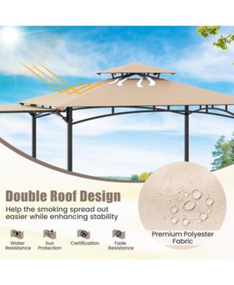 10.5 x 5 FT Grill Gazebo with Side Awning and Double-Tiered Top