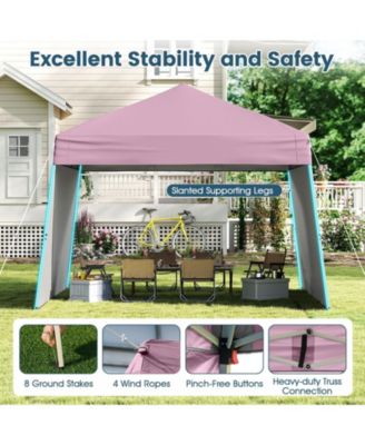 14 x 9.2 Feet Pop up Canopy Tent with 2 Convertible Sidewalls to Awning and Stakes
