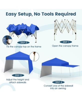 14 x 9.2 Feet Pop up Canopy Tent with 2 Convertible Sidewalls to Awning and Stakes