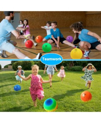 Set of 6 Multi-colored Playground Balls, Kickball, Bouncy Dodge Ball, Handball for Indoor and Outdoor