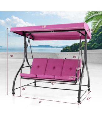 3 Seat Outdoor Porch Swing with Adjustable Canopy