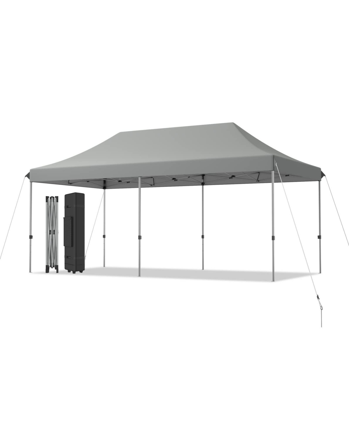 10 x 20 Feet Adjustable Folding Heavy Duty Sun Shelter with Carrying Bag - Grey