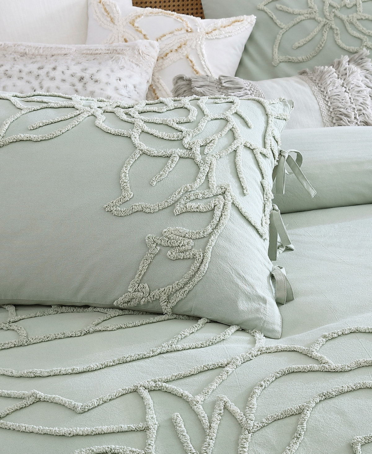Peri Home Chenille Rose 3-pc. Duvet Cover Set, King In Green