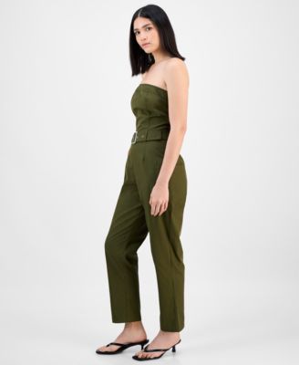 Women's Strapless Belted Utility Jumpsuit