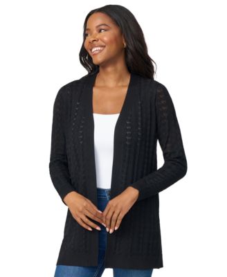 Women's Pointelle Open-Front Cardigan 