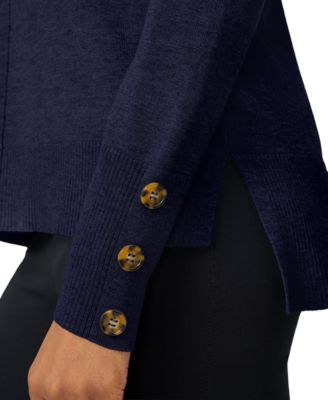 Women's Button-Cuff Lightweight Tunic Sweater