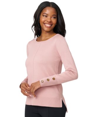 Women's Button-Cuff Lightweight Tunic Sweater