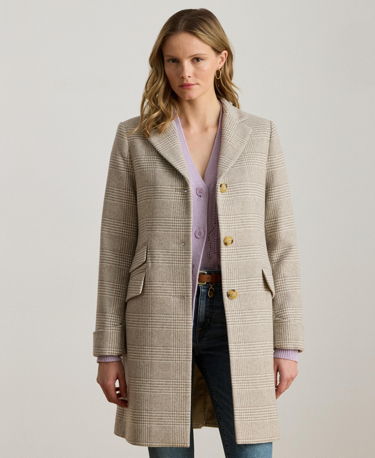 Ralph Lauren Petite Notched-collar Walker Coat In Gray