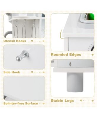 Kids Corner Wooden Play Kitchen with Range Hood and Stoves