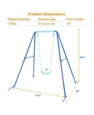 Outdoor Heavy Duty Metal Toddler Swing Set with Stand