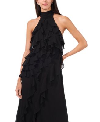 Women's Chiffon Sleeveless Long Halter Dress