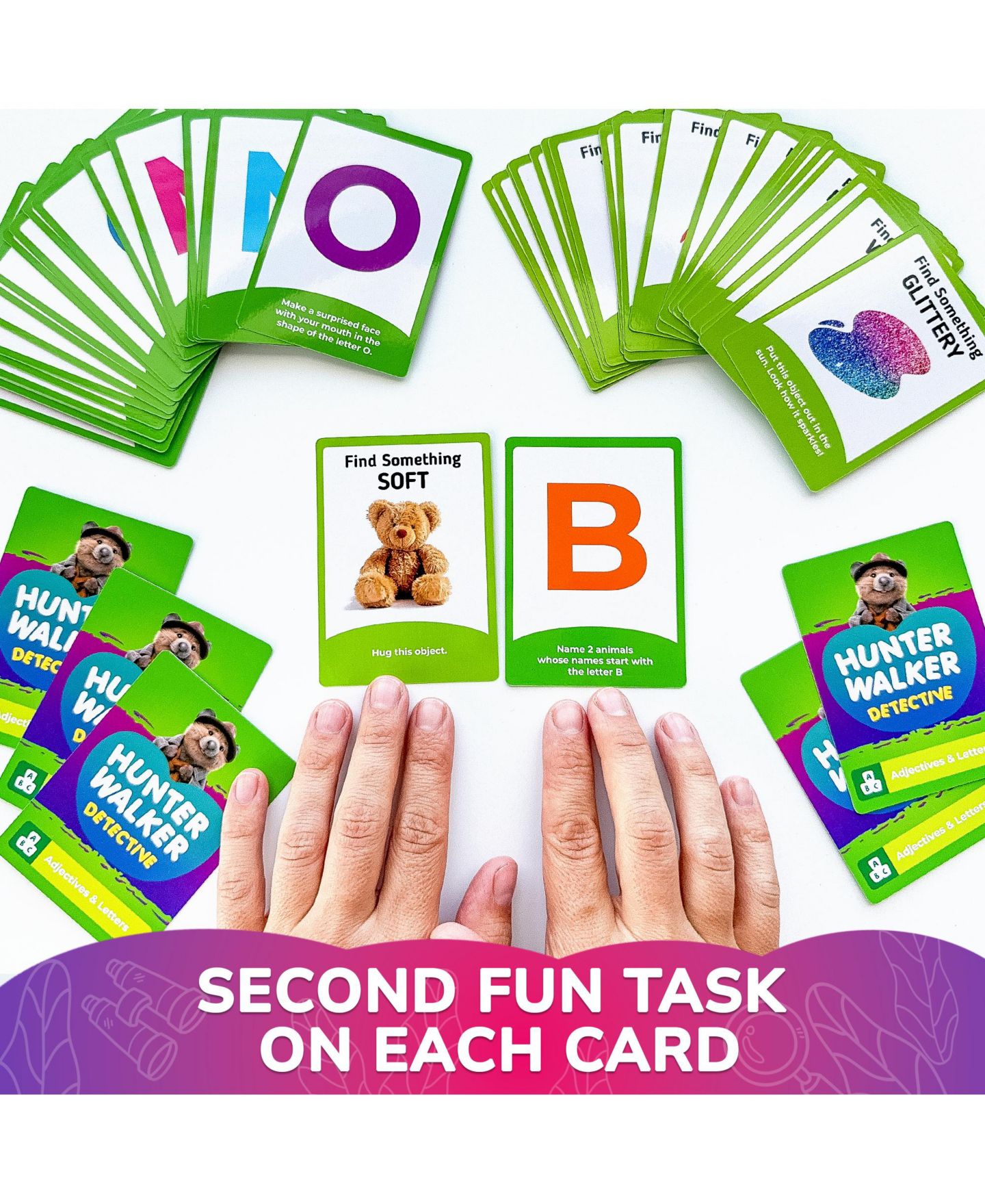 Детская игрушка Quokka Scavenger Hunt Cards 50-Card Picture-Based Team Building Party Game, Ages 4+, цвет: Adjectives & Letters — фото 3