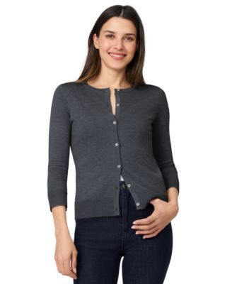 Melissa Paige Womens Crewneck Button Front Cardigan Pxs Xl In Gray