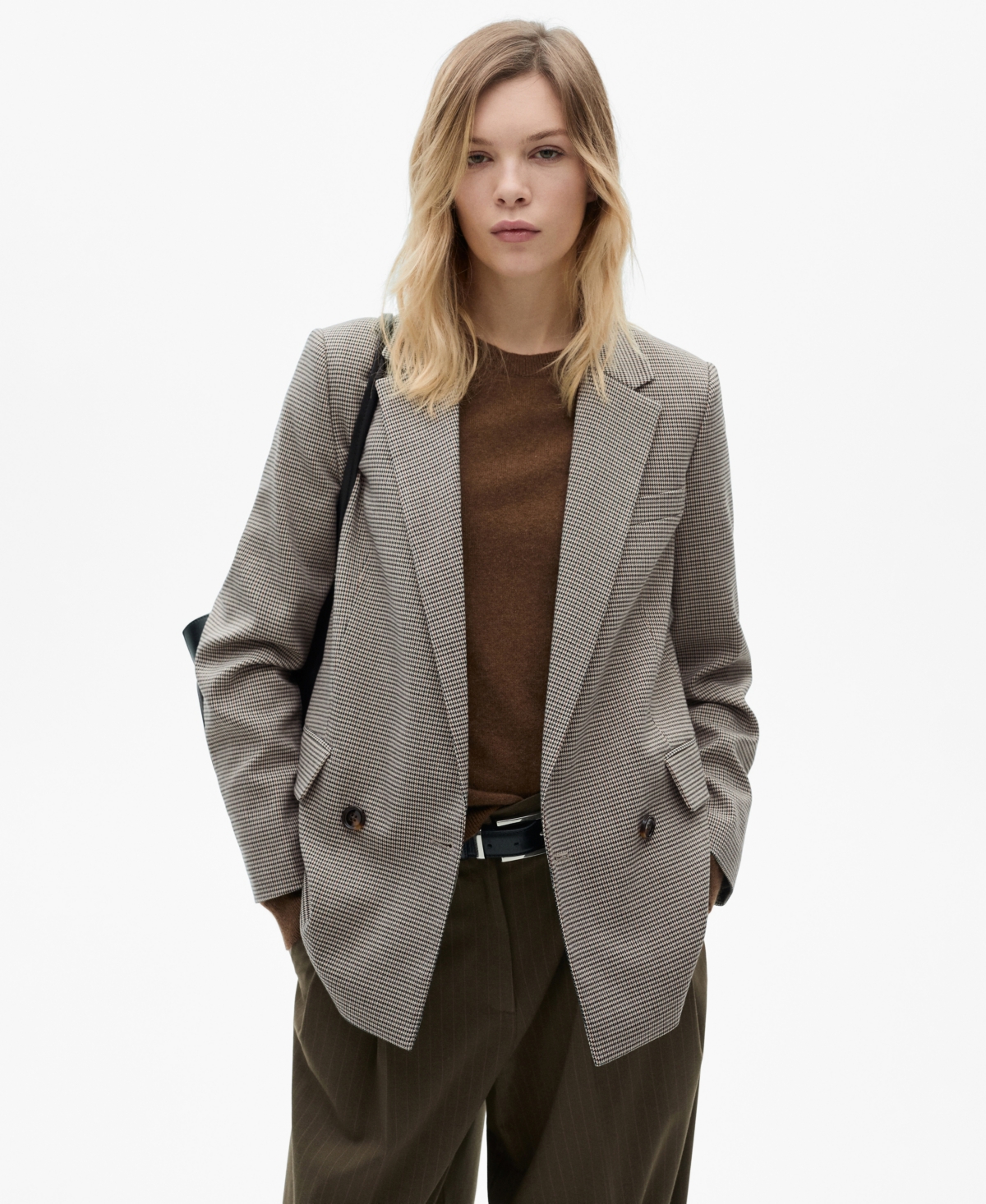 Women's Double-Breasted Jacket - Brown
