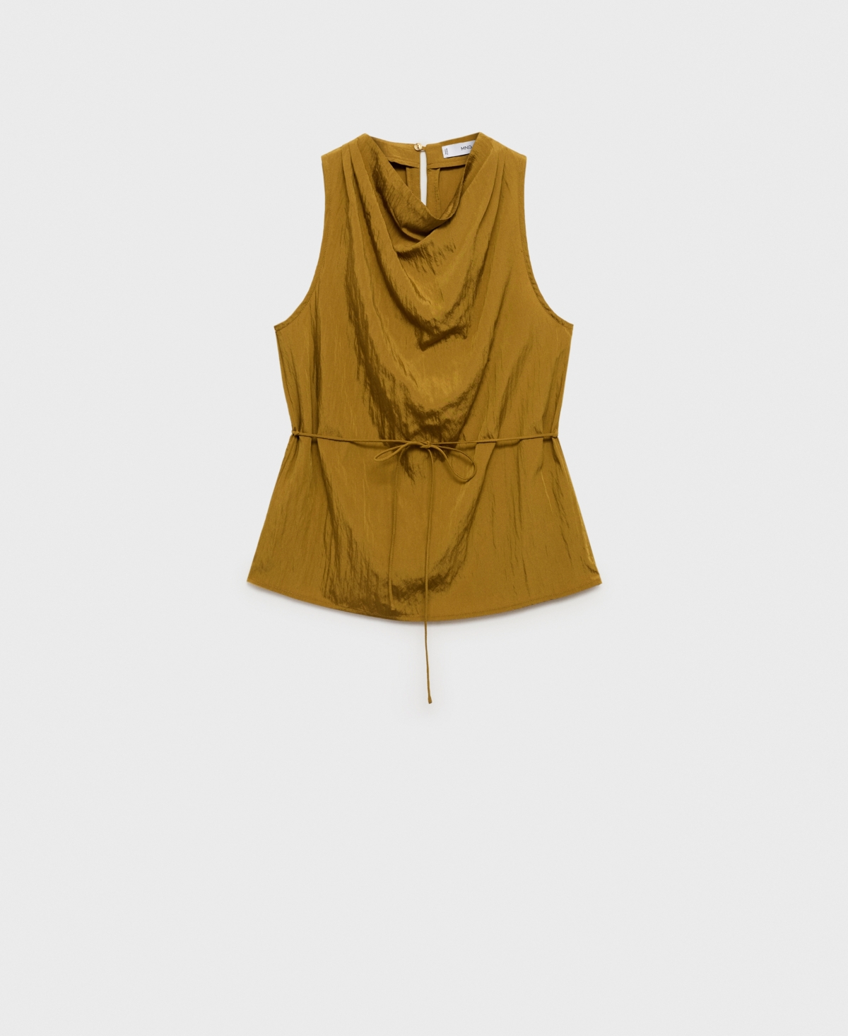 Mango Texture Tie Waist Sleeveless Top In Green